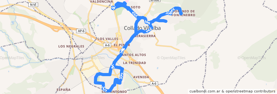 Mapa del recorrido Bus L4: FFCC-P. Coruña-Pueblo de la línea  en Comunidad de Madrid.