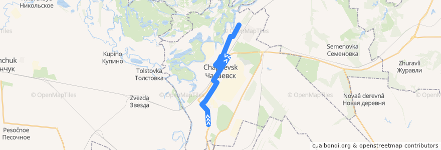 Mapa del recorrido Автобус 10: Проспект - посёлок Титовка de la línea  en Chapayevsk.