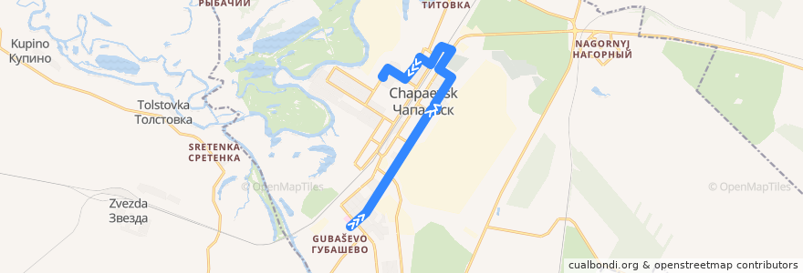 Mapa del recorrido Автобус 16к: Городская больница - улица Чкалова de la línea  en городской округ Чапаевск.