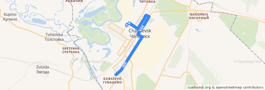 Mapa del recorrido Автобус 16к: улица Чкалова - Городская больница de la línea  en городской округ Чапаевск.