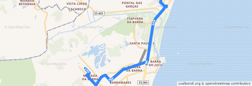 Mapa del recorrido 616 Morada da Barra / Terminal Itaparica via Barramares de la línea  en Vila Velha.