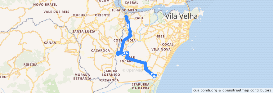 Mapa del recorrido 624 Terminal Itaparica / Terminal São Torquato via Rio Marinho de la línea  en Vila Velha.