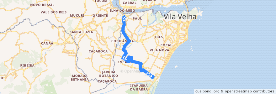 Mapa del recorrido 626 Terminal São Torquato / Terminal Itaparica via Vale Encantado/Jardim Marilândia de la línea  en 빌라벨랴.