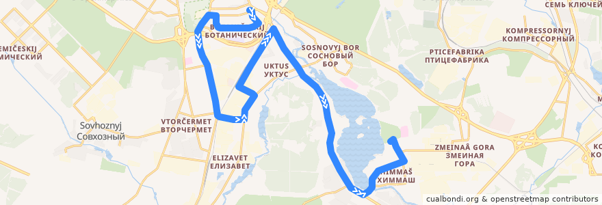 Mapa del recorrido Автобус 042. ТЦ "Дирижабль" - Химмаш de la línea  en городской округ Екатеринбург.