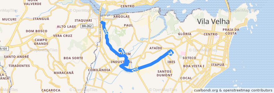 Mapa del recorrido 633 Terminal Ibes / Terminal São Torquato via Planalto/Alvorada de la línea  en Vila Velha.