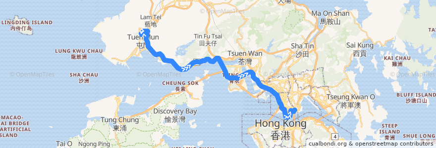 Mapa del recorrido 九巴260X線 KMB 260X (大興 Tai Hing → 紅磡站 Hung Hom Station) de la línea  en هنگ‌کنگ.