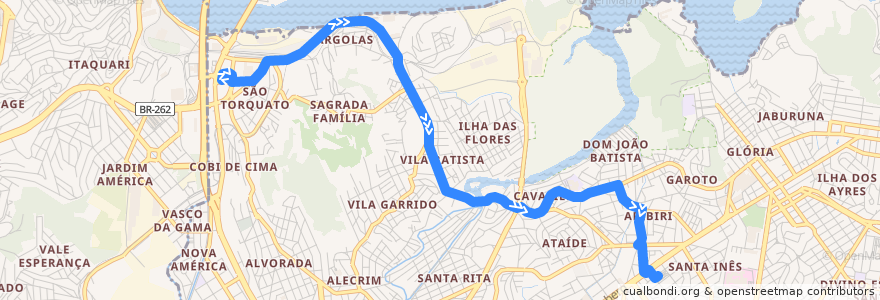 Mapa del recorrido 658 - Terminal de São Torquato/Terminal IBES - via Aribiri/Paul de la línea  en ヴィラ・ヴェーリャ.