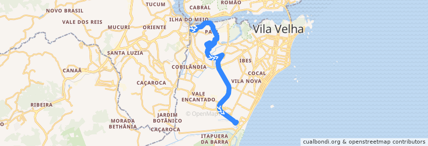 Mapa del recorrido 660 - Terminal de Itaparica/Terminal de São Torquato - via Vila Garrido de la línea  en ヴィラ・ヴェーリャ.