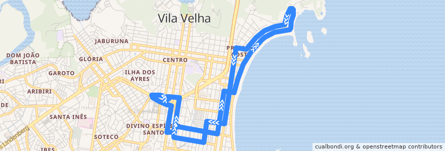 Mapa del recorrido 662 - Terminal de Vila Velha/Praia da Costa - via CREFES de la línea  en Vila Velha.