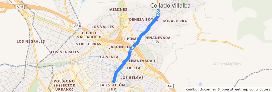 Mapa del recorrido Bus Lanzadera 15: IES-Almudena-Zoco-FFCC de la línea  en Collado Villalba.