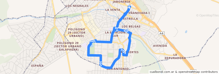 Mapa del recorrido Bus Lanzadera 16: FFCC-P. Coruña-Cardenas-MªGuerrero-FFCC-Zoco de la línea  en Comunidad de Madrid.