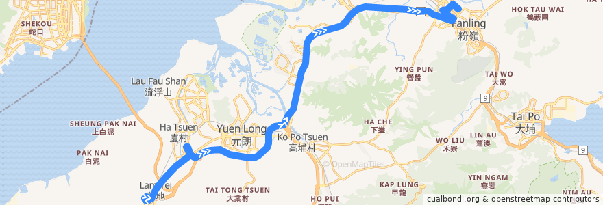 Mapa del recorrido 九巴261P線 KMB 261P (兆康苑 Siu Hong Court → 天平邨 Tin Ping Estate) de la línea  en 홍콩.