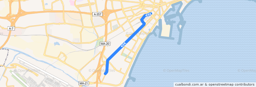 Mapa del recorrido Metro Linea 2: El Perchel → Palacio de los Deportes de la línea  en Málaga.