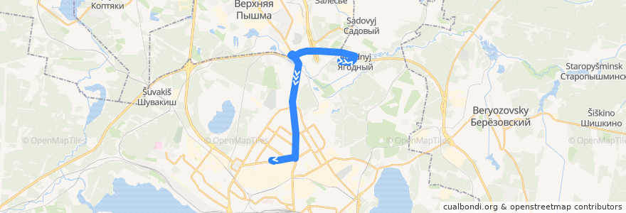 Mapa del recorrido Автобус 59. Окружное кладбище - УЗТМ de la línea  en Oblast de Sverdlovsk.