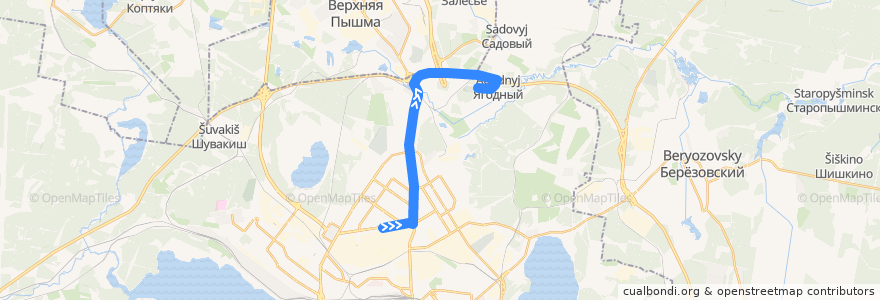 Mapa del recorrido Автобус 59. УЗТМ - Окружное кладбище de la línea  en Oblast Swerdlowsk.