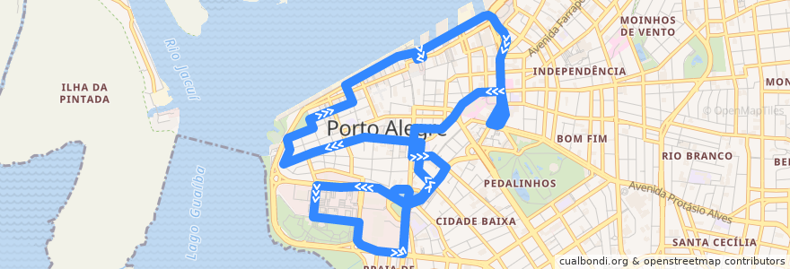 Mapa del recorrido C1 - Circular Centro de la línea  en Porto Alegre.