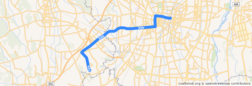 Mapa del recorrido 関東自動車バス[01] 運転免許センター⇒直通⇒宇都宮駅 de la línea  en 도치기현.