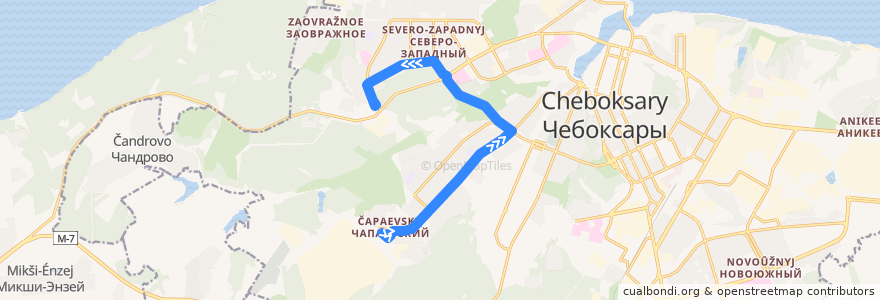 Mapa del recorrido Троллейбус 17: ПО им В.Чапаева - ул. Университетская de la línea  en городской округ Чебоксары.