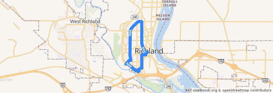 Mapa del recorrido Route 25 de la línea  en Richland.
