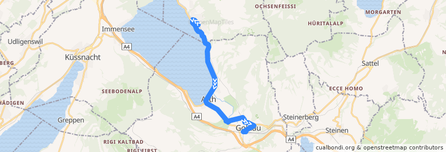 Mapa del recorrido Bus 21: Walchwil, Bahnhof => Arth-Goldau, Bahnhof de la línea  en Arth.