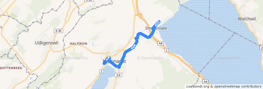 Mapa del recorrido Bus 22: Immensee, Sunnehof => Küssnacht am Rigi, Bahnhof de la línea  en Küssnacht.