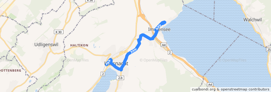 Mapa del recorrido Bus 22: Küssnacht am Rigi, Bahnhof => Immensee, Sunnehof de la línea  en Küssnacht.