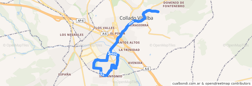 Mapa del recorrido Bus Lanzadera 1: FFCC-P. Coruña-FFCC-Mirador de la línea  en Comunidad de Madrid.