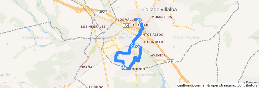 Mapa del recorrido Bus Lanzadera 5: FFCC-P. Coruña-FFCC-Los Valles-FFCC de la línea  en Comunidad de Madrid.