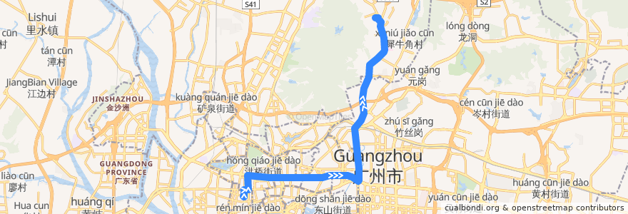 Mapa del recorrido 56路(光塔路总站-白云山制药厂总站) de la línea  en 광저우시.