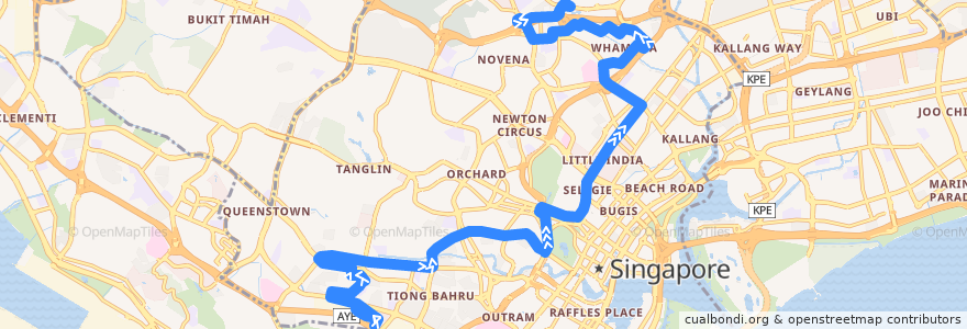 Mapa del recorrido Svc 139 (Bukit Merah Interchange => Toa Payoh Interchange) de la línea  en 中区.