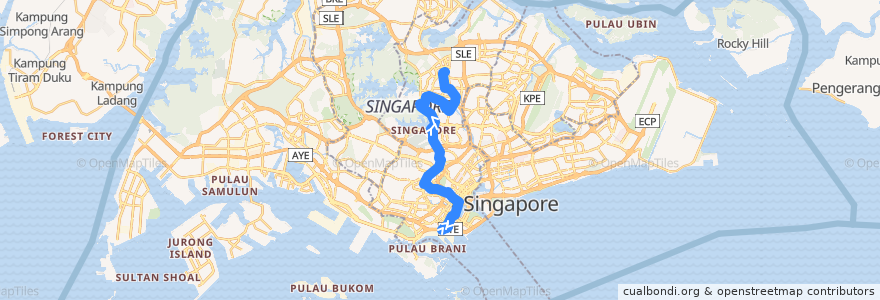 Mapa del recorrido Svc 162 (Shenton Way Terminal => Yio Chu Kang Interchange) de la línea  en Central.