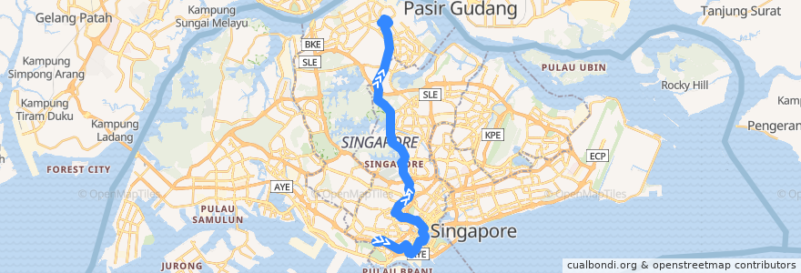 Mapa del recorrido Svc 167 (Bukit Merah Interchange => Sembawang Interchange) de la línea  en Central.