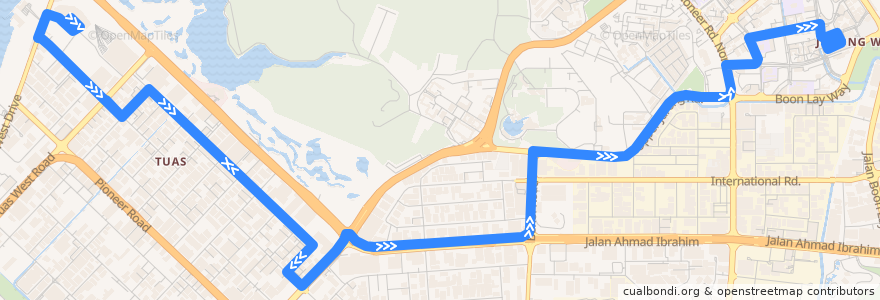 Mapa del recorrido Svc 192 (Tuas Terminal => Boon Lay Interchange) de la línea  en 西南区.
