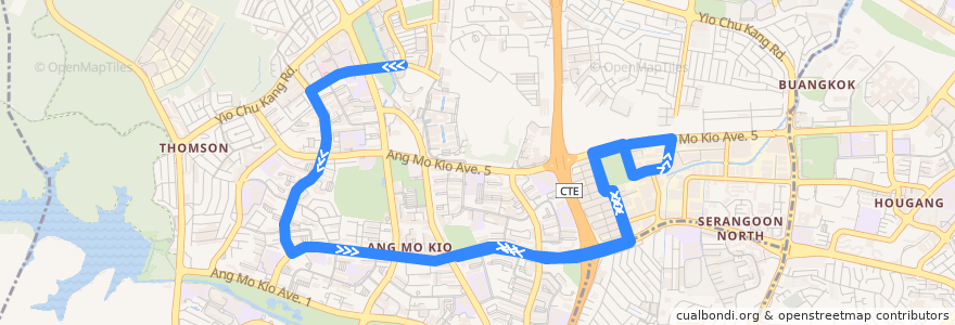 Mapa del recorrido Svc 268B (Opposite AMK Police Division Headquarters => Ang Mo Kio Station) de la línea  en Central.