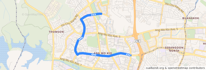 Mapa del recorrido Svc 268C (Opposite Ang Mo Kio Station => AMK Police Division Headquarters) de la línea  en Central.
