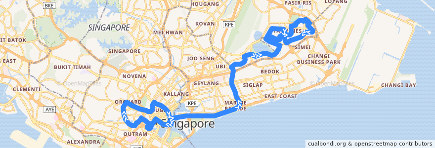 Mapa del recorrido Svc 2N (Marina Centre Terminal => Blk 888) de la línea  en سنغافورة.