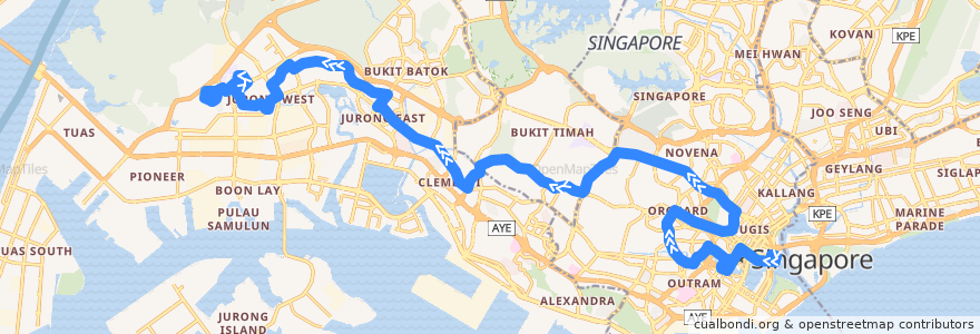 Mapa del recorrido Svc 5N (Marina Centre Terminal => Blk 924) de la línea  en Singapura.