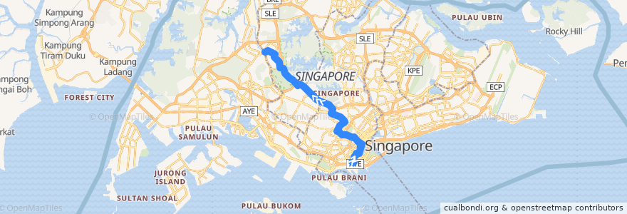 Mapa del recorrido Svc 700 (Shenton Way Terminal => Blk 183) de la línea  en Singapore.