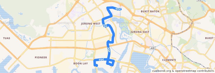 Mapa del recorrido Svc 98B (Blk 490 => Jurong Island Checkpoint) de la línea  en Southwest.