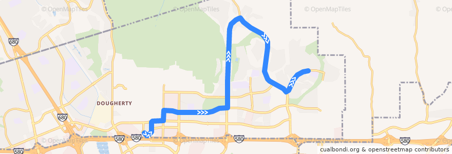 Mapa del recorrido Wheels 2: East Dublin/Pleasanton BART => Positano & Valentano de la línea  en Dublin.