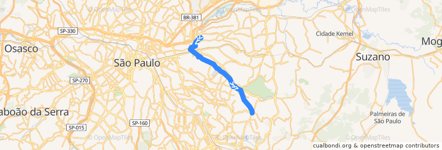 Mapa del recorrido 342M: Terminal Penha ⇒ São Mateus de la línea  en San Pablo.