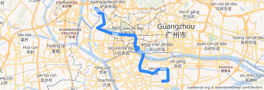 Mapa del recorrido 80路[同德围(金德苑)总站-逸景翠园总站] de la línea  en Canton.