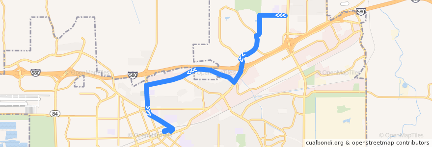 Mapa del recorrido Wheels 15: Scenic & Vasco => Livermore Transit Center de la línea  en Livermore.