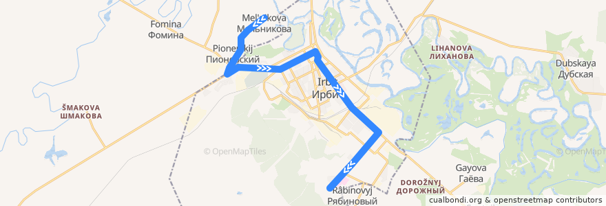 Mapa del recorrido Автобус №144: Мельникова — ЦГБ de la línea  en городской округ Ирбит.