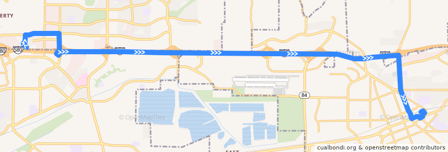 Mapa del recorrido Wheels 580X: East Dublin/Pleasanton BART => Livermore Transit Center de la línea  en 앨러미다 군.