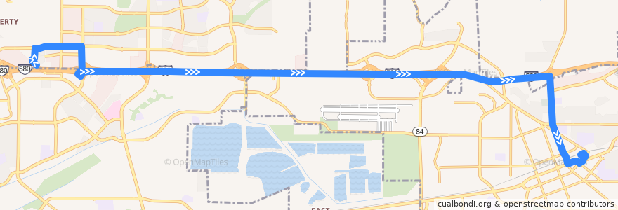 Mapa del recorrido Wheels 580X: East Dublin/Pleasanton BART => Livermore Transit Center de la línea  en Comté d'Alameda.
