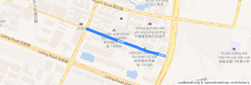 Mapa del recorrido bus 317 de la línea  en 莲前街道.