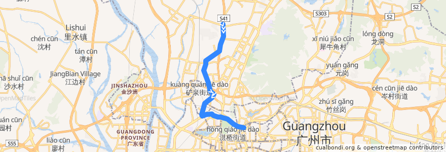 Mapa del recorrido 111路环线上半环(黄石路总站-小北) de la línea  en Canton.