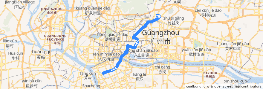 Mapa del recorrido 112路(天平架总站-南田路总站) de la línea  en Cantón.