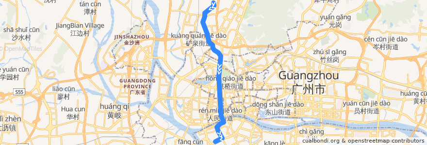 Mapa del recorrido 113路(棠安路总站-南田路总站) de la línea  en غوانزو.